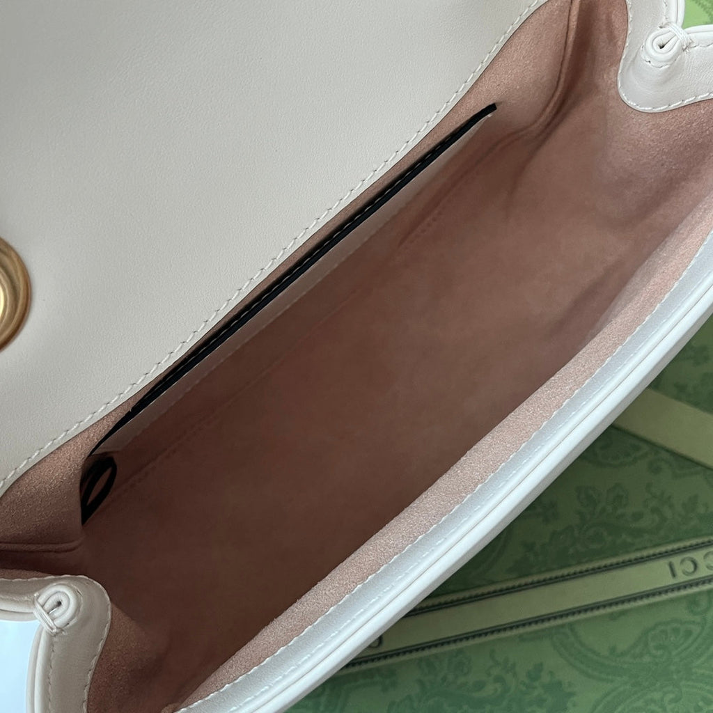 GG MARMONT MINI 18CM CUIR DE VEAU BLANC QUINCAILLERIE DORÉ