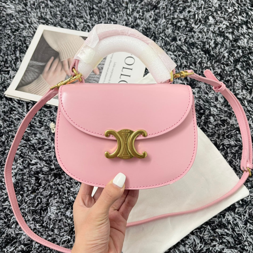 BESACE TRIPHOME 17 CUIR DE VEAU ROSE PASTEL