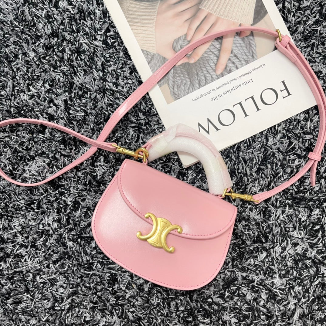BESACE TRIPHOME 17 CUIR DE VEAU ROSE PASTEL