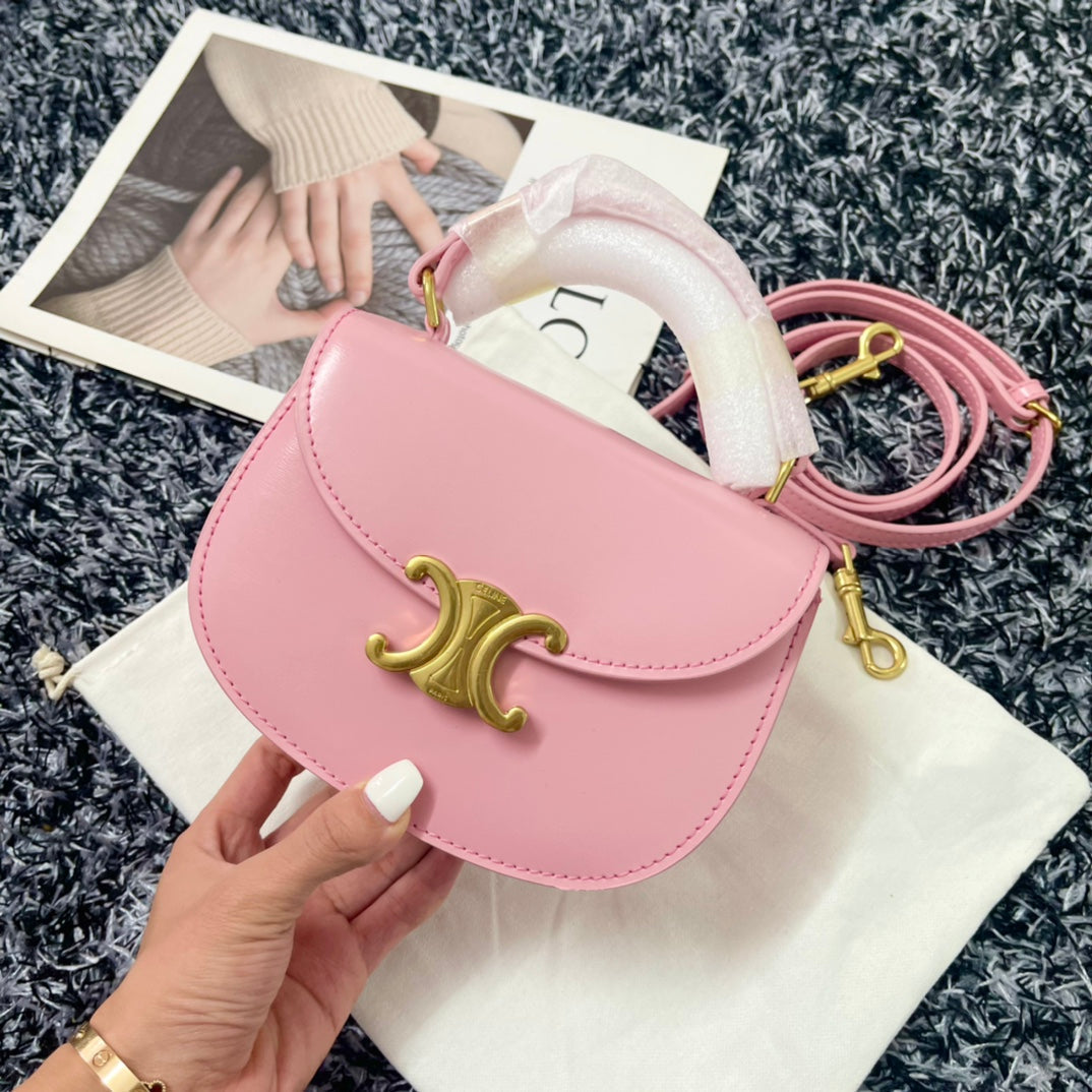 BESACE TRIPHOME 17 CUIR DE VEAU ROSE PASTEL