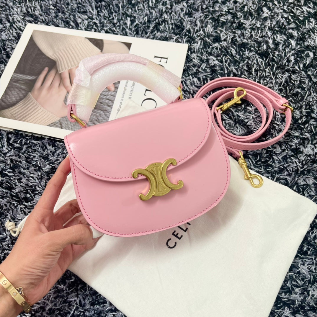 BESACE TRIPHOME 17 CUIR DE VEAU ROSE PASTEL