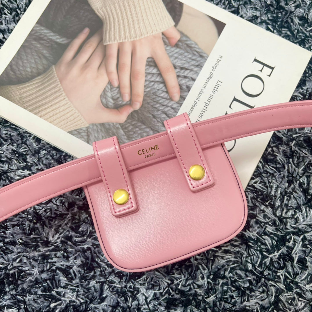 MINI SAC BANANE TRIPHOME 11 EN CUIR DE VEAU ROSE PASTEL