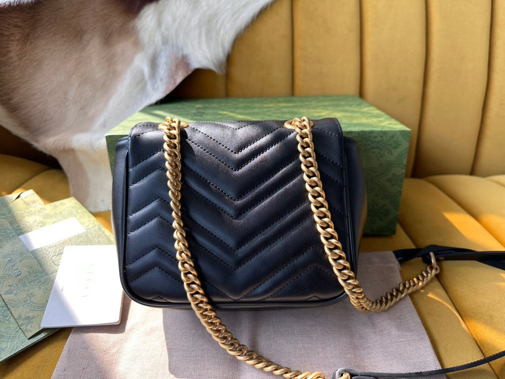 SAC À MAIN GG MARMONT MINI 18 EN CUIR DE VEAU NOIR
