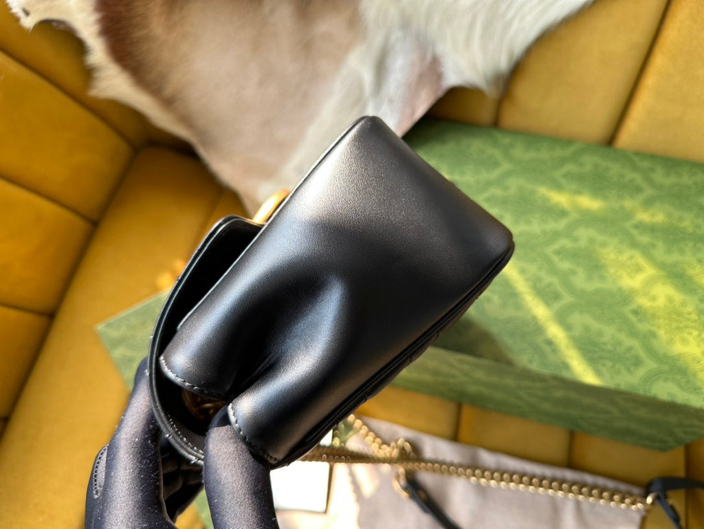 SAC À MAIN GG MARMONT MINI 18 EN CUIR DE VEAU NOIR