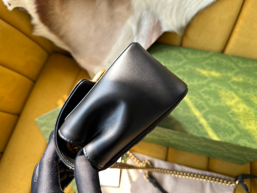 SAC À MAIN GG MARMONT MINI 18 EN CUIR DE VEAU NOIR