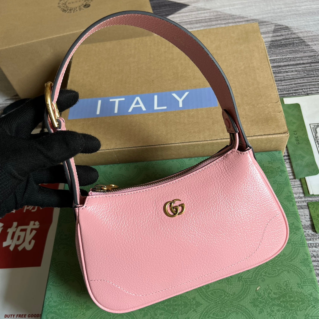 SAC À BANDOULIÈRE APHRODITE MINI 21 EN CUIR DE VEAU ROSE CLAIR