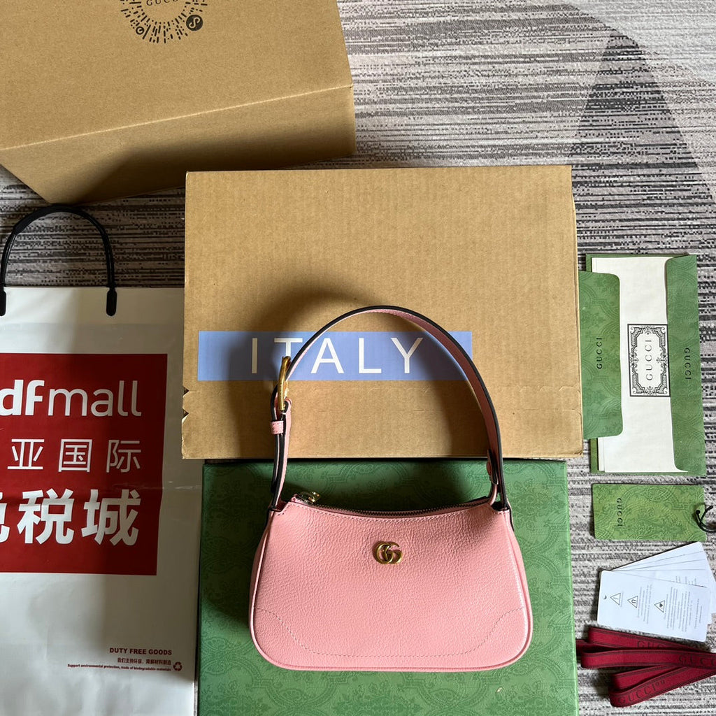 SAC À BANDOULIÈRE APHRODITE MINI 21 EN CUIR DE VEAU ROSE CLAIR
