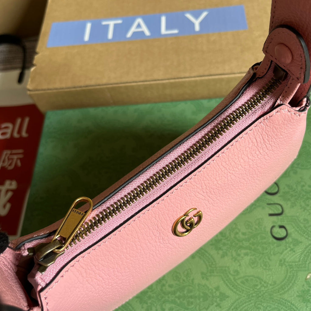 SAC À BANDOULIÈRE APHRODITE MINI 21 EN CUIR DE VEAU ROSE CLAIR