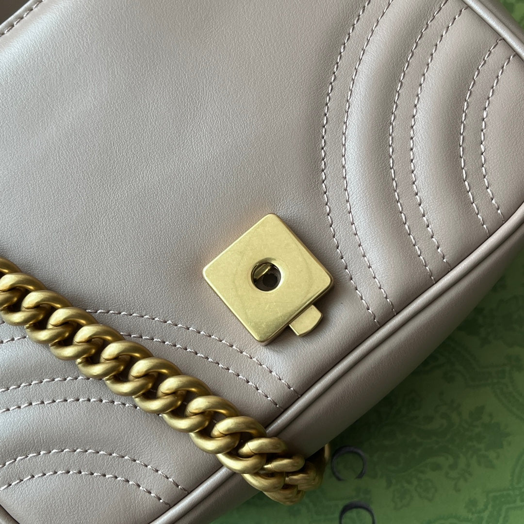 GG MARMONT MINI 18CM CUIR DE VEAU NUDE FONCÉ ACIER DORÉ