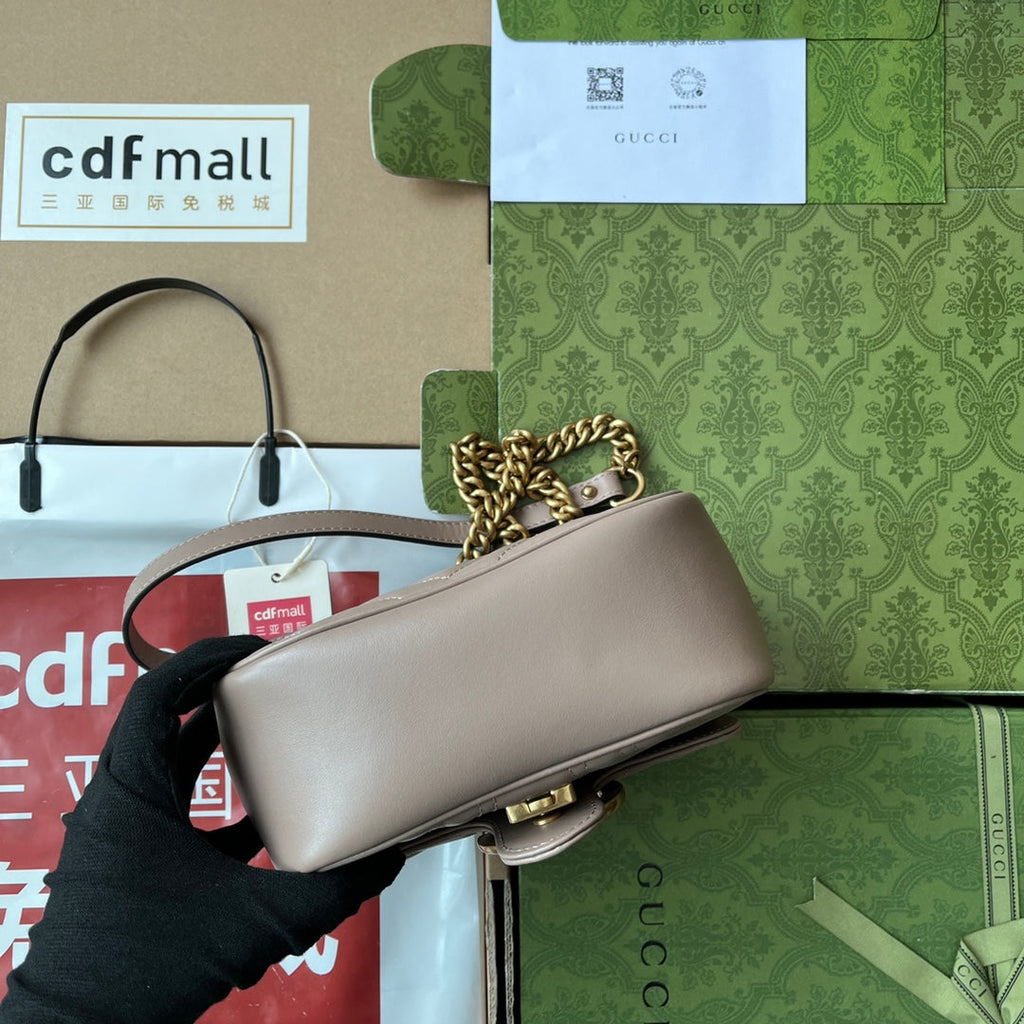 GG MARMONT MINI 18CM CUIR DE VEAU NUDE FONCÉ ACIER DORÉ
