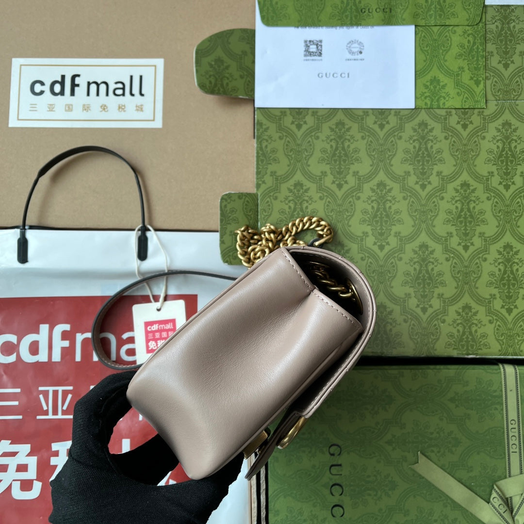 GG MARMONT MINI 18CM CUIR DE VEAU NUDE FONCÉ ACIER DORÉ