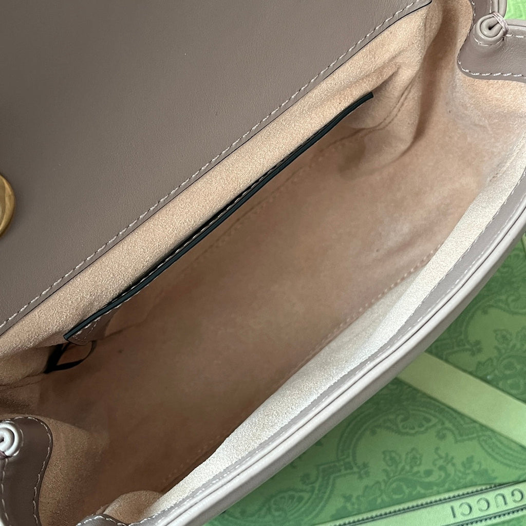 GG MARMONT MINI 18CM CUIR DE VEAU NUDE FONCÉ ACIER DORÉ