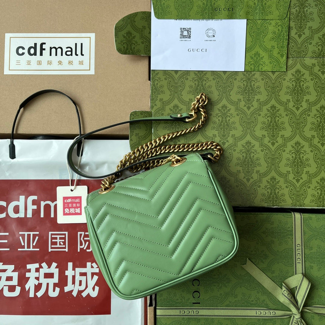 GG MARMONT MINI 18CM CUIR DE VEAU VERT QUINCAILLERIE DORÉ