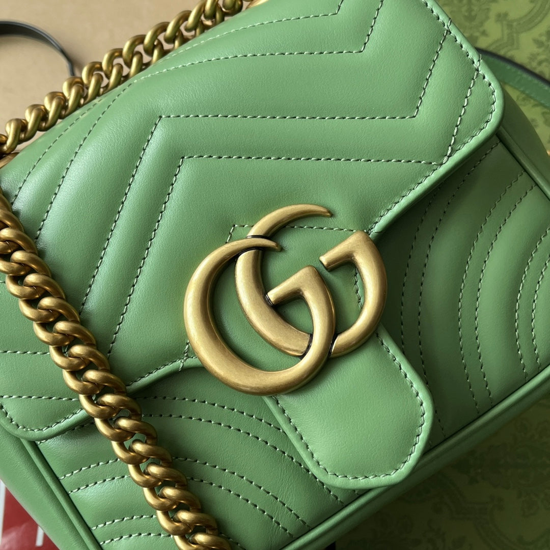 GG MARMONT MINI 18CM CUIR DE VEAU VERT QUINCAILLERIE DORÉ
