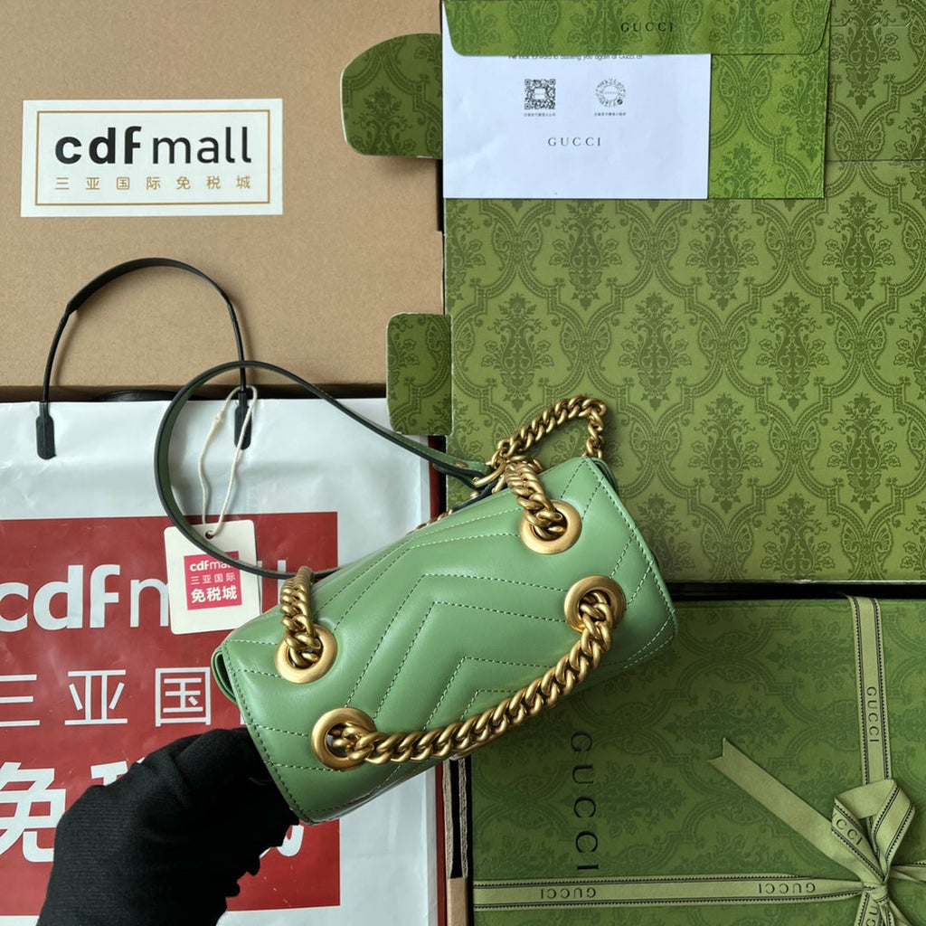 GG MARMONT MINI 18CM CUIR DE VEAU VERT QUINCAILLERIE DORÉ
