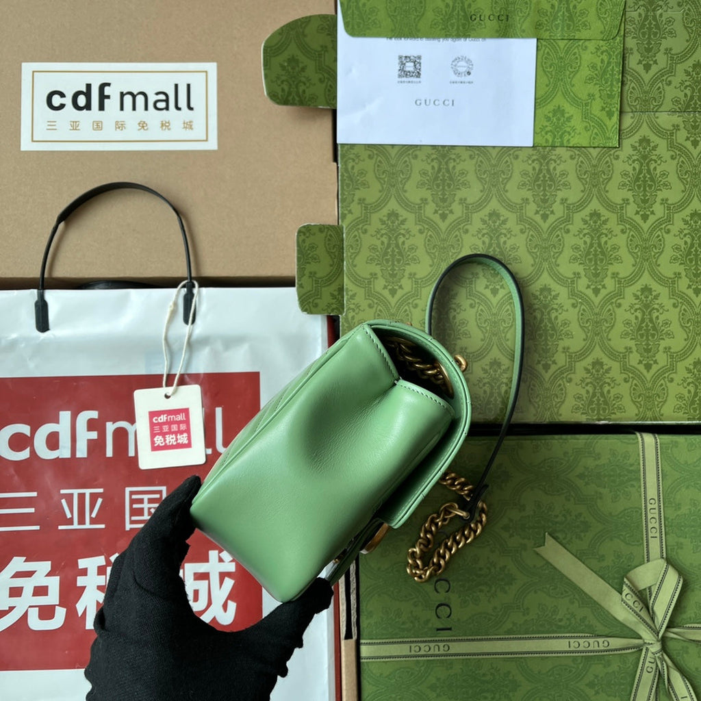 GG MARMONT MINI 18CM CUIR DE VEAU VERT QUINCAILLERIE DORÉ