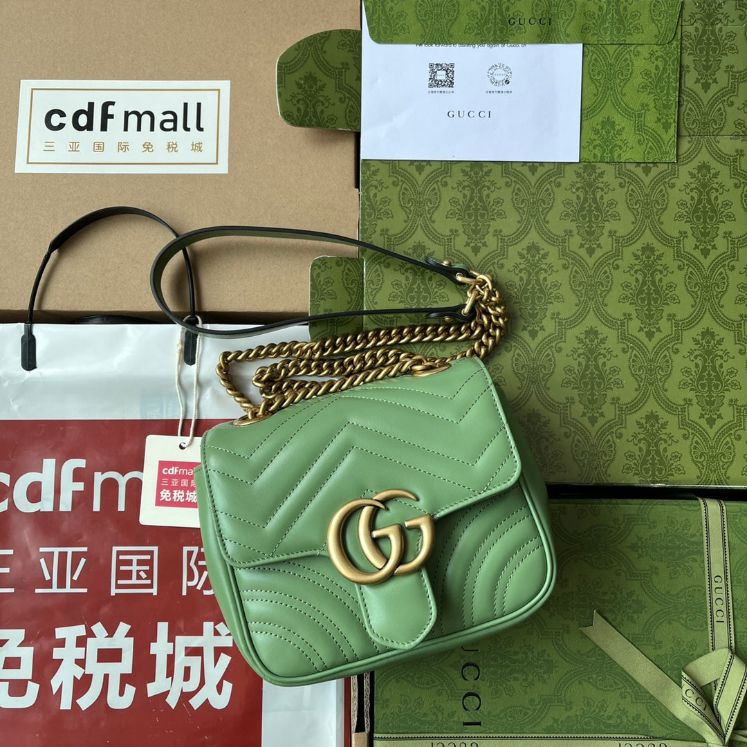 GG MARMONT MINI 18CM CUIR DE VEAU VERT QUINCAILLERIE DORÉ