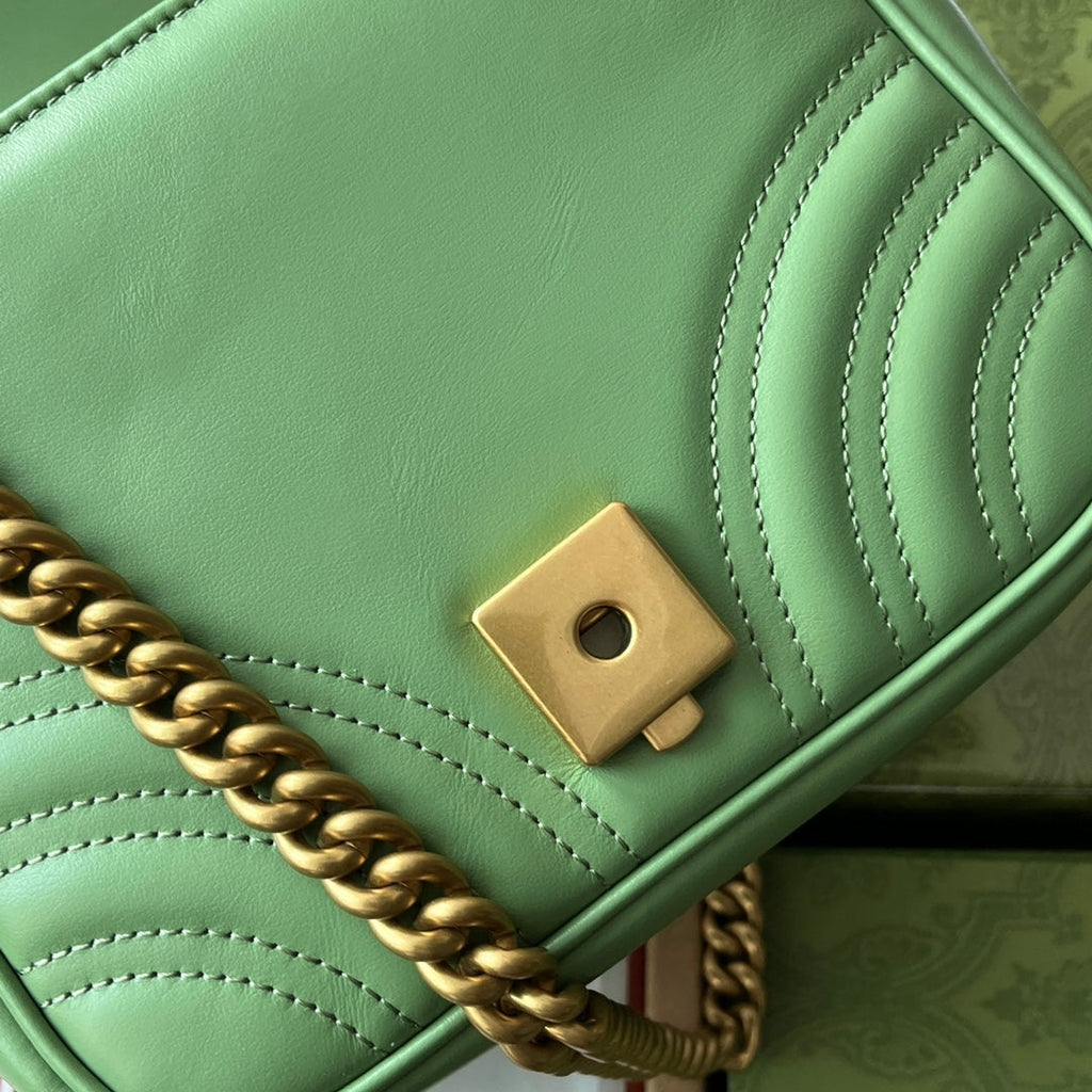 GG MARMONT MINI 18CM CUIR DE VEAU VERT QUINCAILLERIE DORÉ