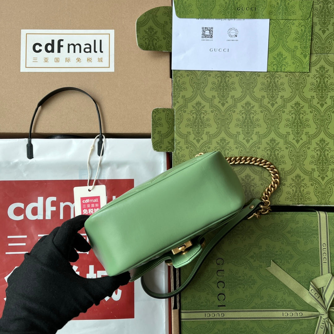 GG MARMONT MINI 18CM CUIR DE VEAU VERT QUINCAILLERIE DORÉ