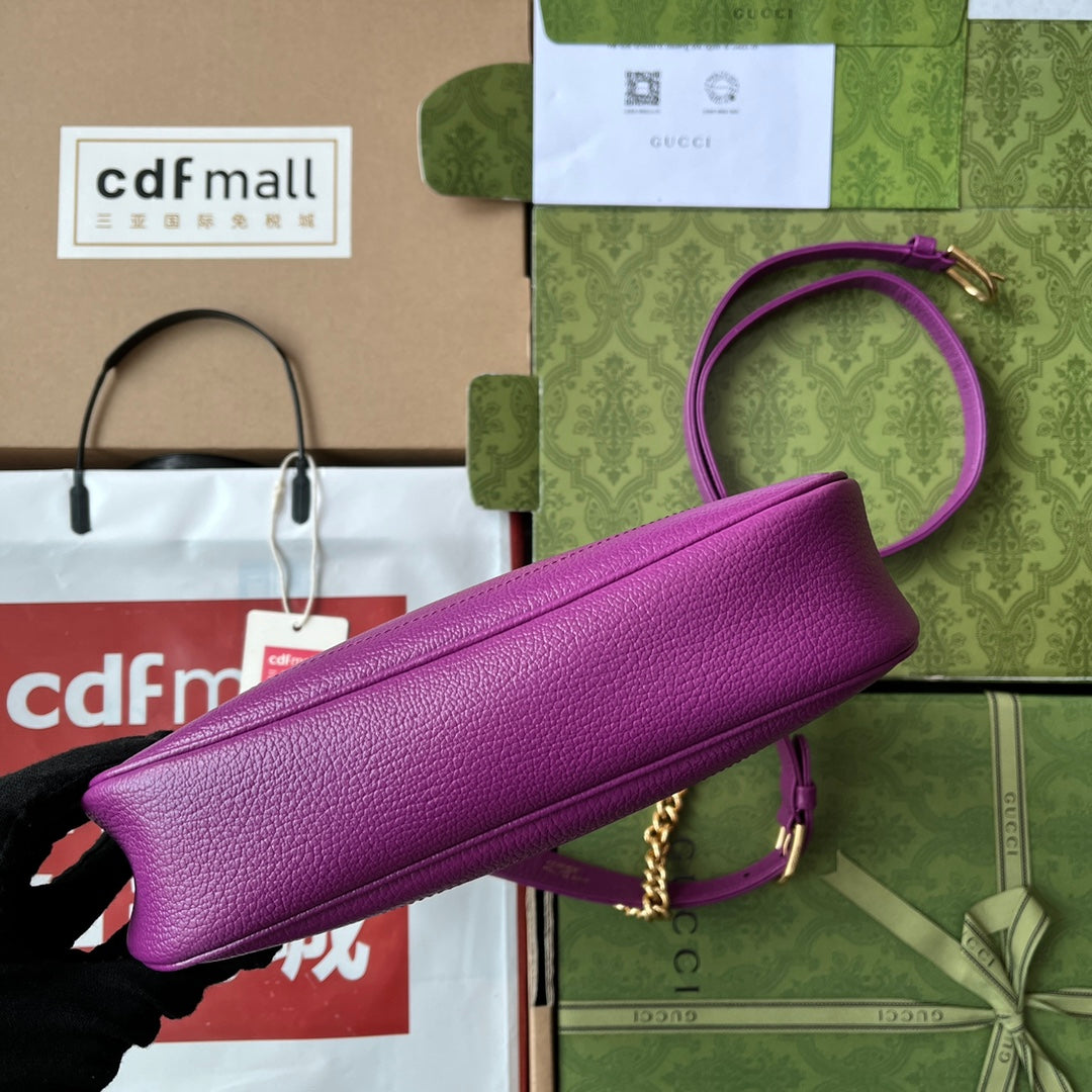 SAC À BANDOULIÈRE 25 EN CUIR DE VEAU VIOLET QUINCAILLERIE DORÉ