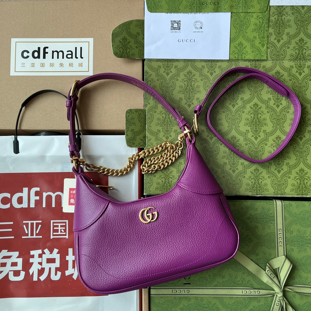 SAC À BANDOULIÈRE 25 EN CUIR DE VEAU VIOLET QUINCAILLERIE DORÉ