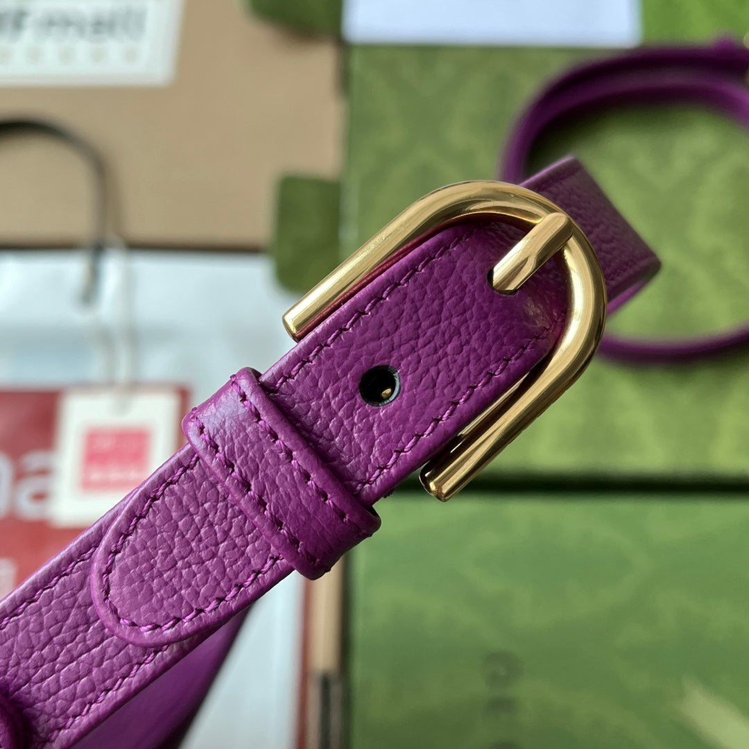 SAC À BANDOULIÈRE 25 EN CUIR DE VEAU VIOLET QUINCAILLERIE DORÉ