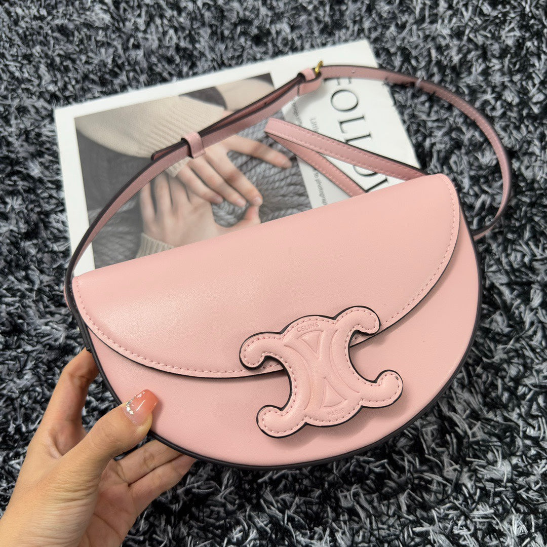 BESACE TRIPHOME 23 CUIR DE VEAU ROSE CLAIR