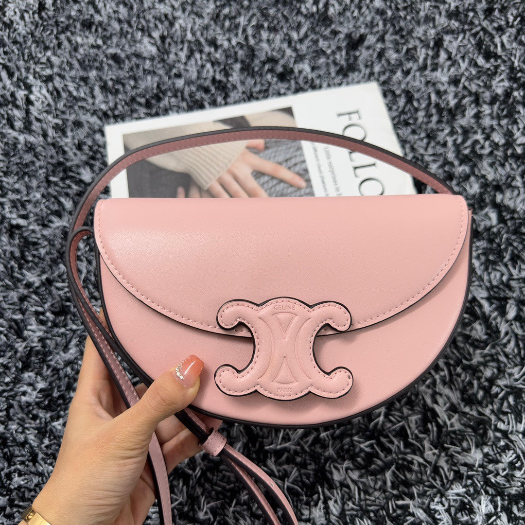 BESACE TRIPHOME 23 CUIR DE VEAU ROSE CLAIR