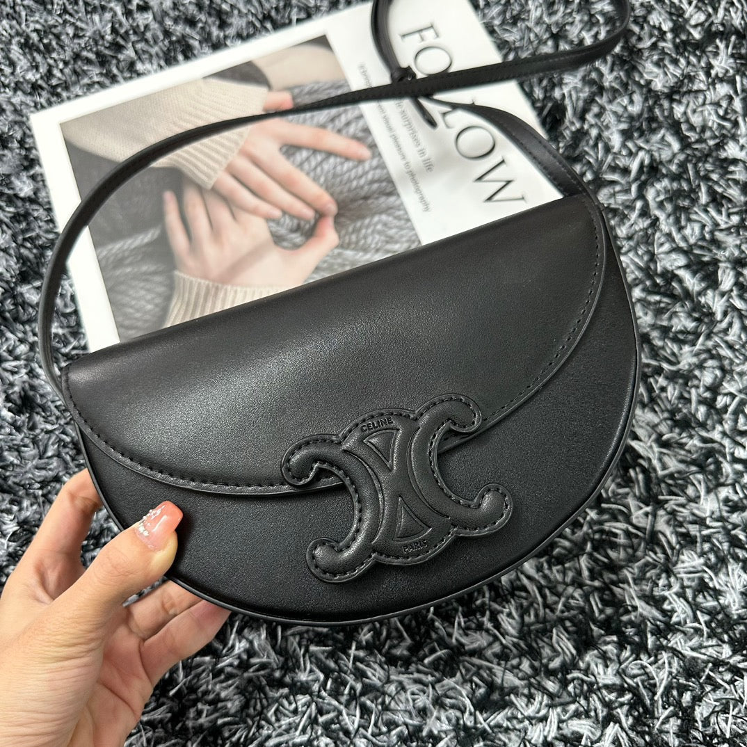 BESACE TRIPHOME 23 CUIR DE VEAU NOIR