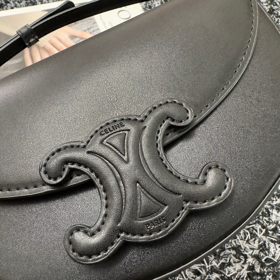 BESACE TRIPHOME 23 CUIR DE VEAU NOIR