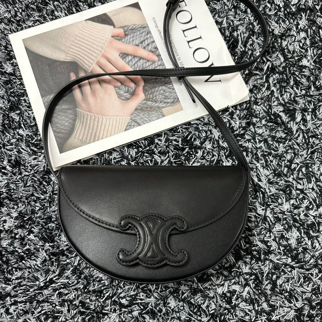 BESACE TRIPHOME 23 CUIR DE VEAU NOIR