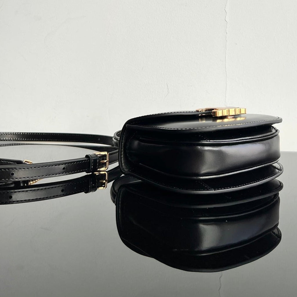 SAC À MAIN TRIOMPHE EN CUIR DE VEAU BRILLANT 18 NOIR
