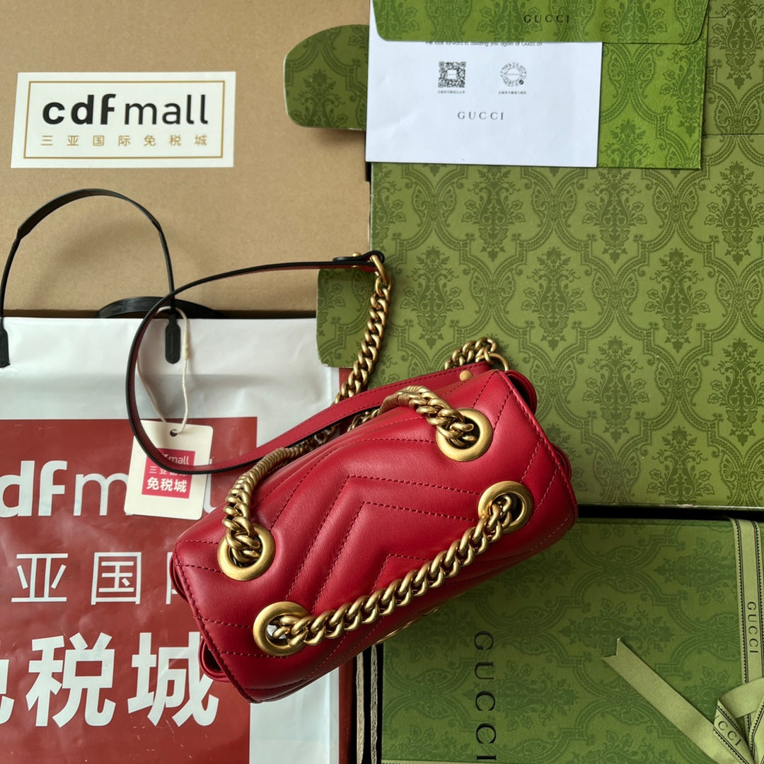 GG MARMONT MINI 18CM CUIR DE VEAU ROUGE QUINCAILLERIE DORÉ