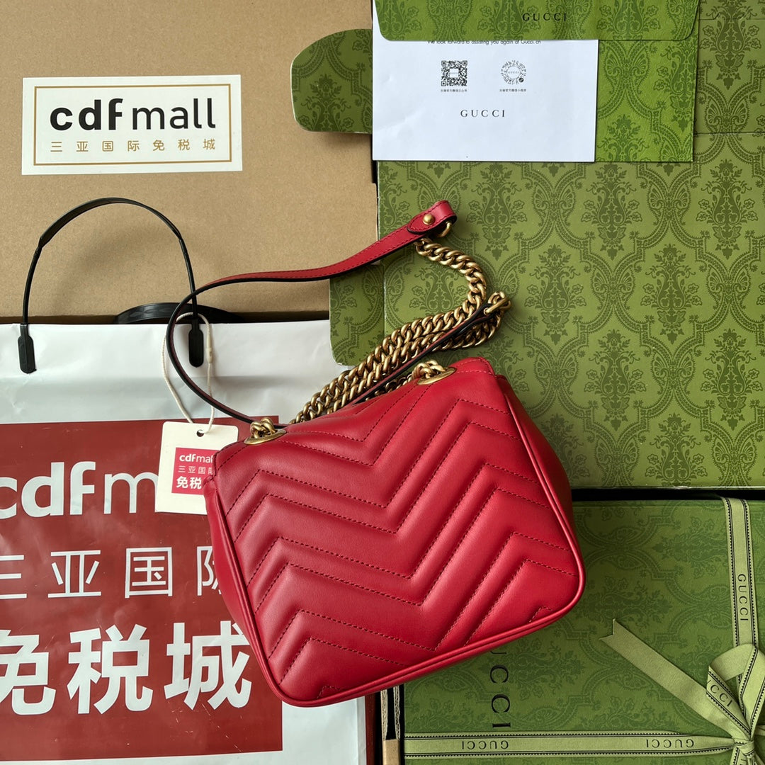 GG MARMONT MINI 18CM CUIR DE VEAU ROUGE QUINCAILLERIE DORÉ