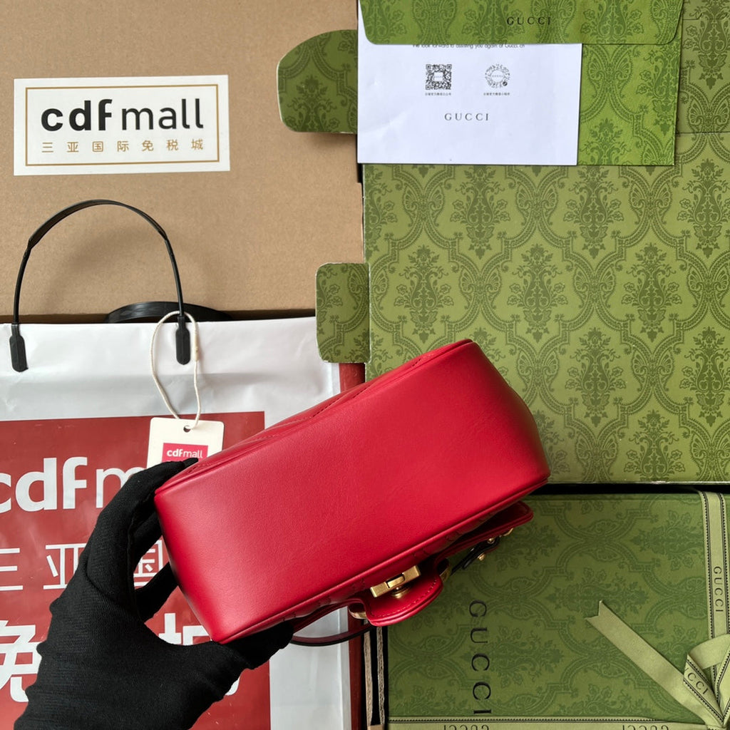 GG MARMONT MINI 18CM CUIR DE VEAU ROUGE QUINCAILLERIE DORÉ