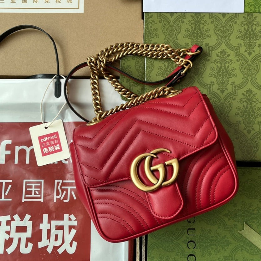 GG MARMONT MINI 18CM CUIR DE VEAU ROUGE QUINCAILLERIE DORÉ