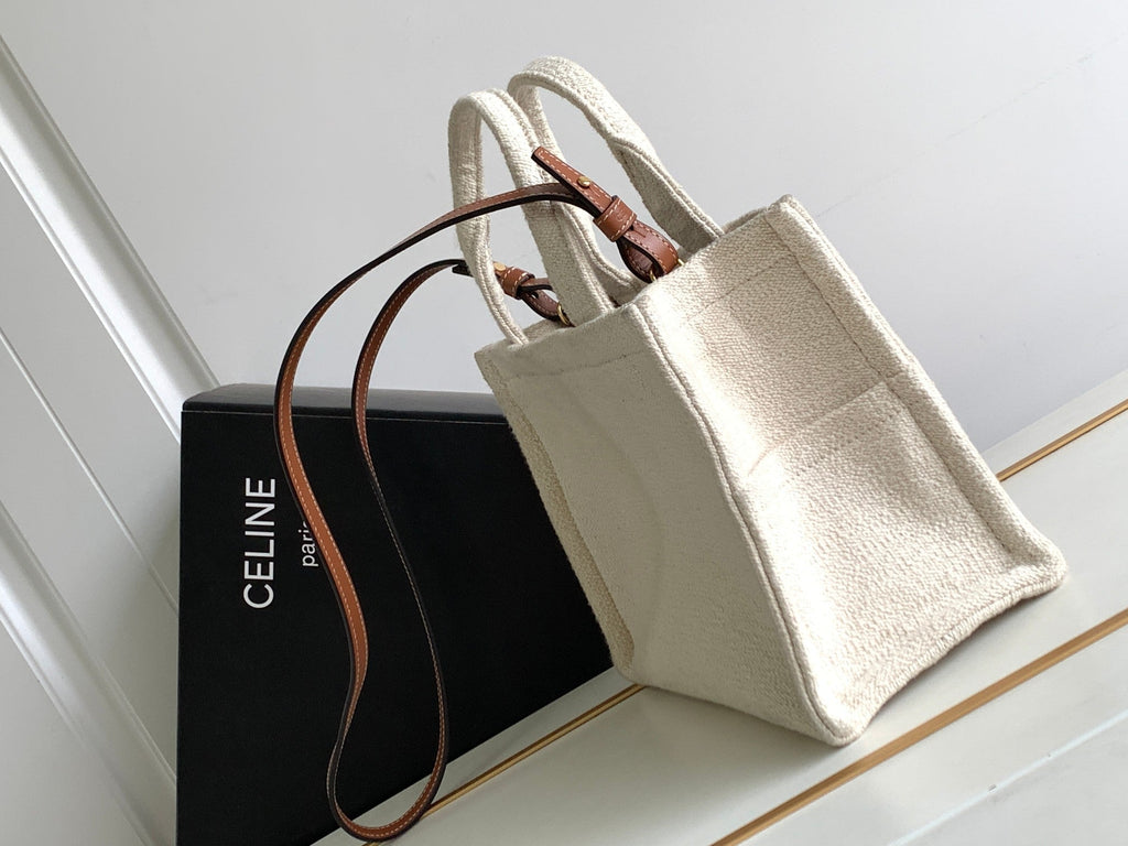 SMALL CABAS THAIS 26 WHITE TEXTILE BLACK LOGO