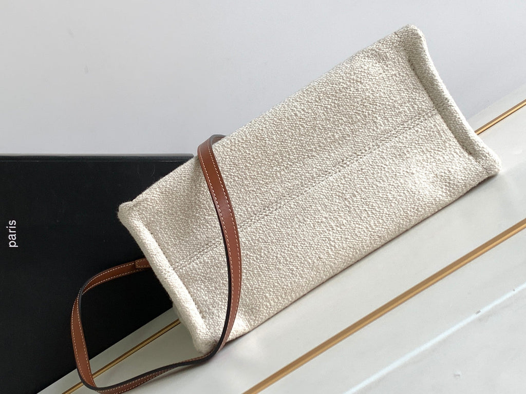 SMALL CABAS THAIS 26 WHITE TEXTILE BLACK LOGO
