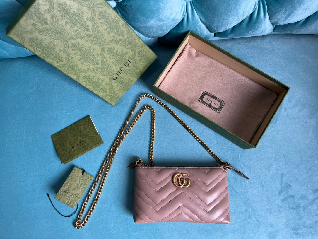 SAC À MAIN GG MARMONT MINI 22 EN CUIR DE VEAU VIOLET CLAIR