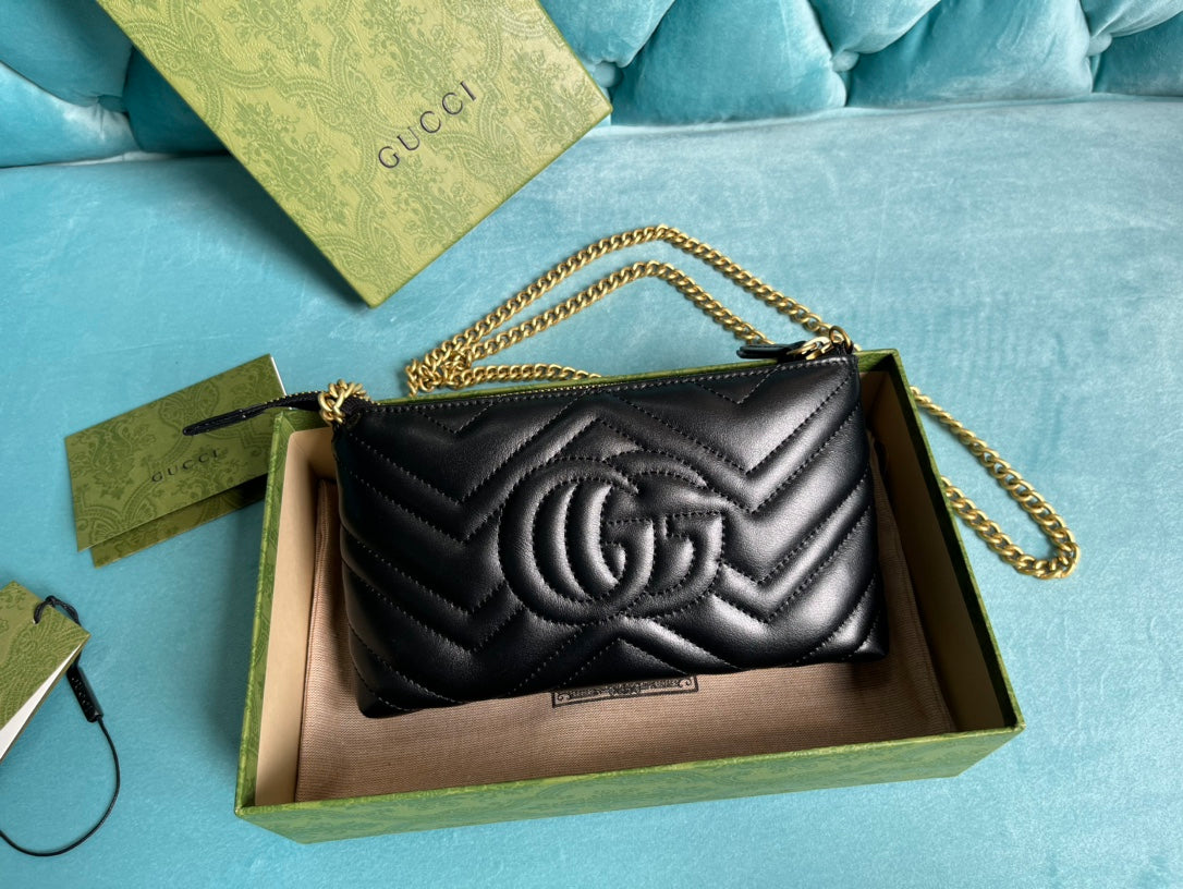 SAC À MAIN GG MARMONT MINI 22 EN CUIR DE VEAU NOIR