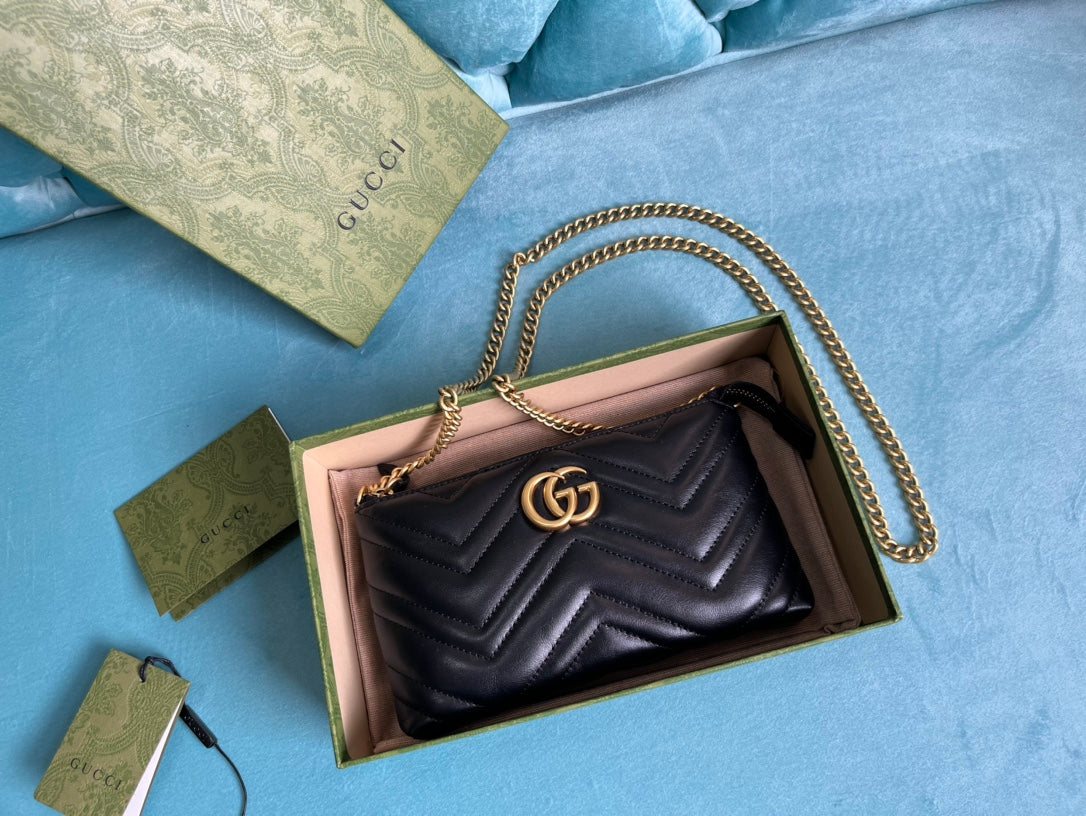 SAC À MAIN GG MARMONT MINI 22 EN CUIR DE VEAU NOIR