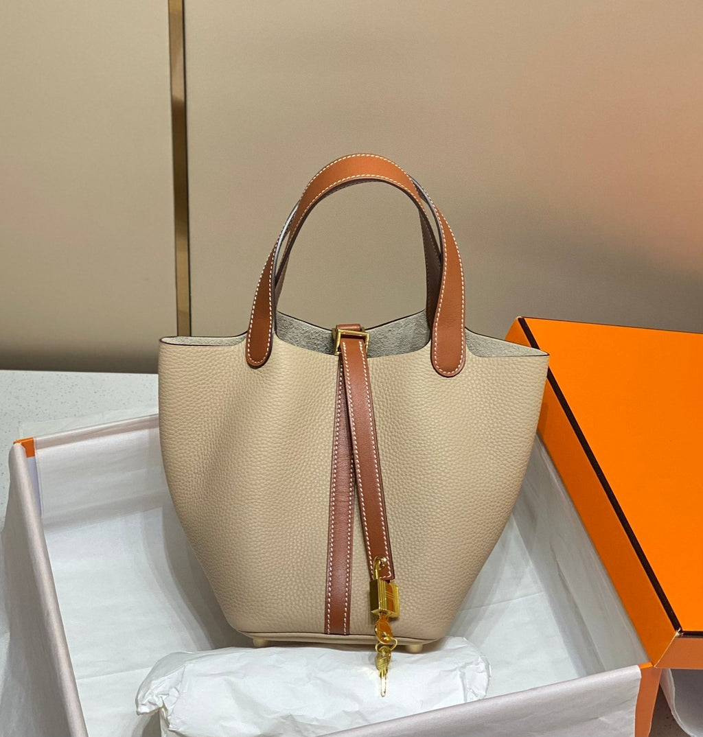 SERRURE PICOTIN 18 BEIGE MARRON TOGO GHW