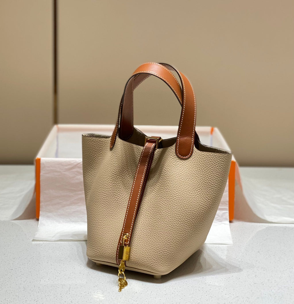 SERRURE PICOTIN 18 BEIGE MARRON TOGO GHW