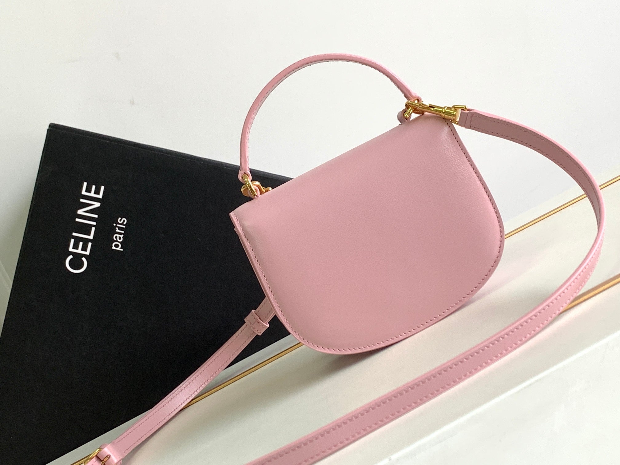 CHAINE TEEN BESACE TRIOMPHE 15,5CM CUIR DE VEAU ROSE