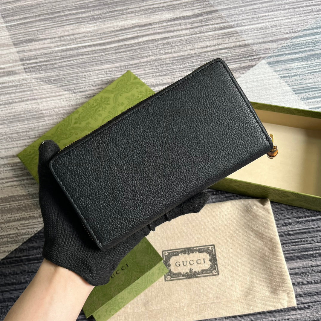 PORTEFEUILLE ZIPPÉ GG MARMONT 19 EN CUIR DE VEAU NOIR