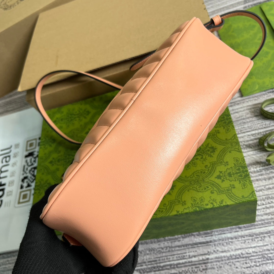 GG MARMONT SMALL 24 MATELASSÉ EN CUIR DE VEAU ROSE PÊCHE