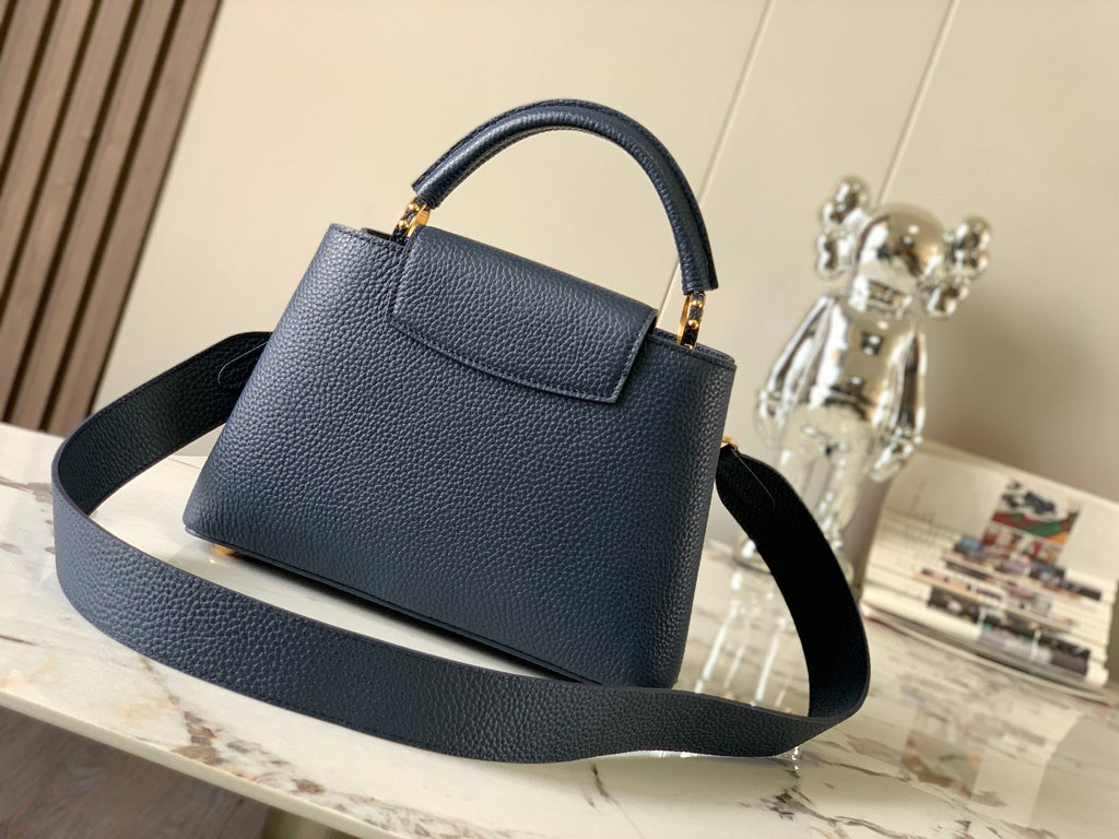 CAPUCINES BB 27 BLEU NUIT CUIR TAURILLON QUINCAILLERIE DORÉ