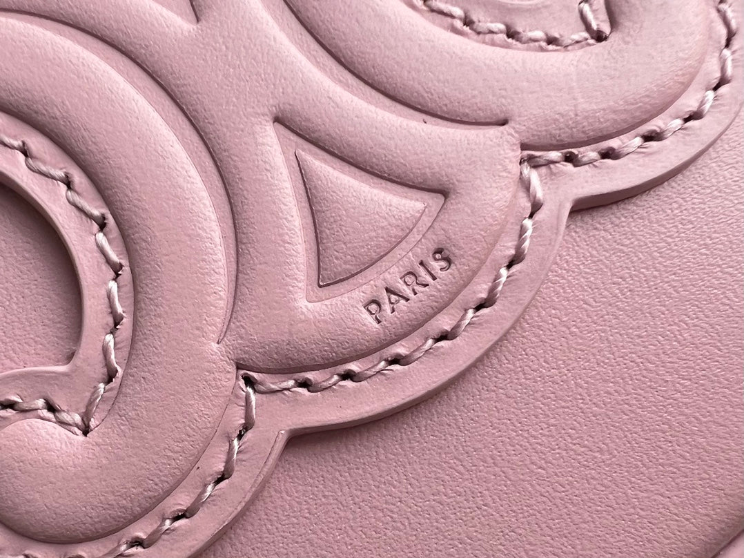 TROUSSE À COSMÉTIQUES 9 SAC EN CUIR DE VEAU LISSE ROSE PASTEL
