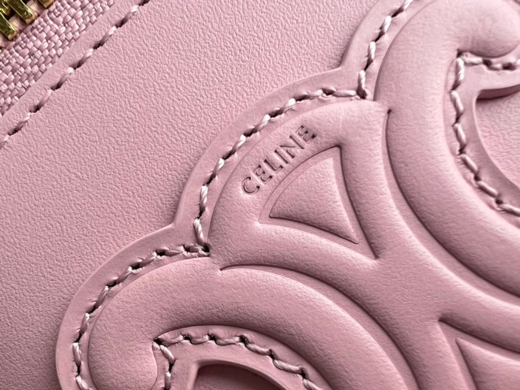 TROUSSE À COSMÉTIQUES 9 SAC EN CUIR DE VEAU LISSE ROSE PASTEL