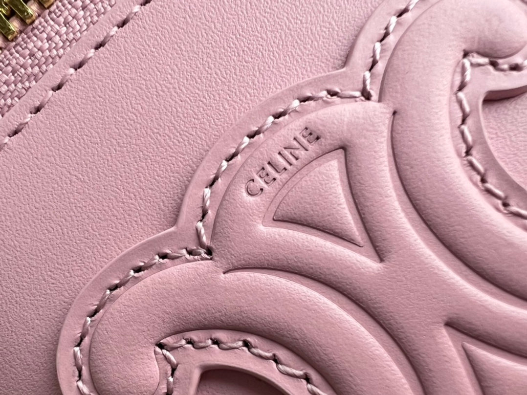 TROUSSE À COSMÉTIQUES 9 SAC EN CUIR DE VEAU LISSE ROSE PASTEL